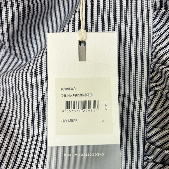 C/MEO collective Revolve one shoulder ruffle mini stripe dress size Small NWT - Picture 4 of 11